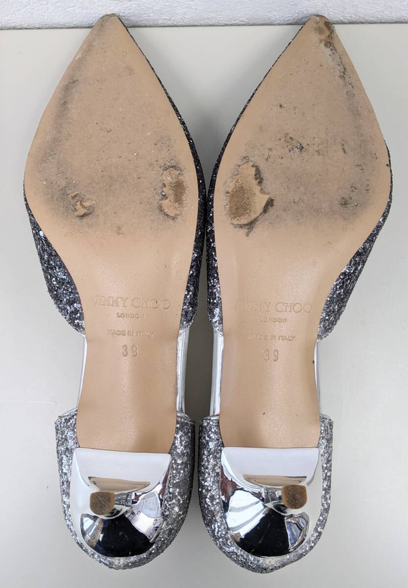 【749】JIMMY　CHOO　ジミーチュウ　パンプス　シルバー　サイズ　39　26cm　レディース　女性　シューズ　靴　イタリア製　ブランド_画像7