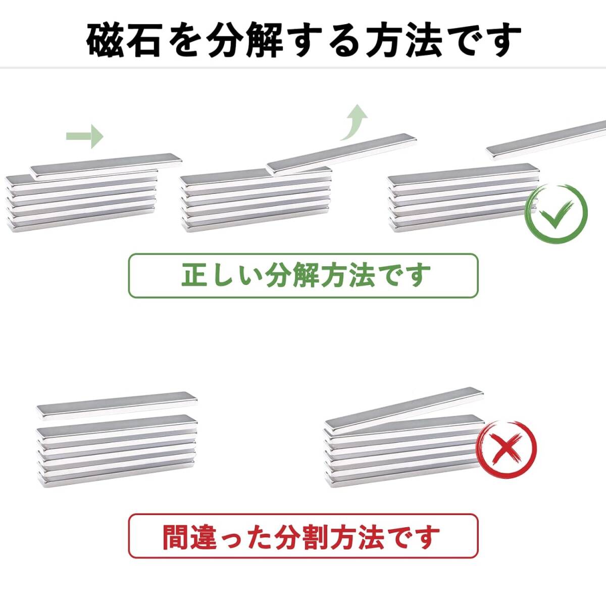 40x10x3mm-6個入り 磁石 超強力 ネオジム磁石 角型 強力マグネット 40x10x3mm 強力 長方形 マグネット 両面_画像6