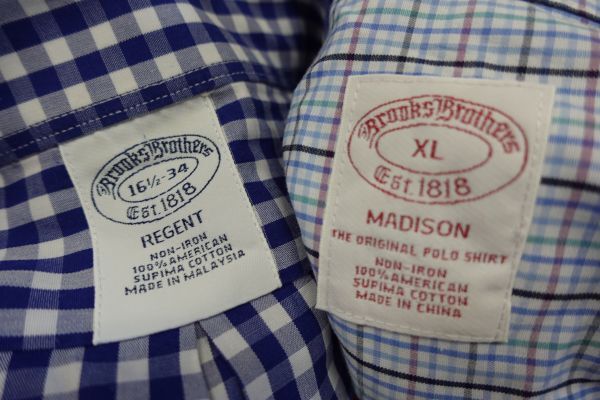 S LSH-BN10 Brooks Brothers ブルックスブラザーズ 長袖シャツ 無地 チェック￥1～ビンテージUS古着卸セット業者まとめ売り_画像2