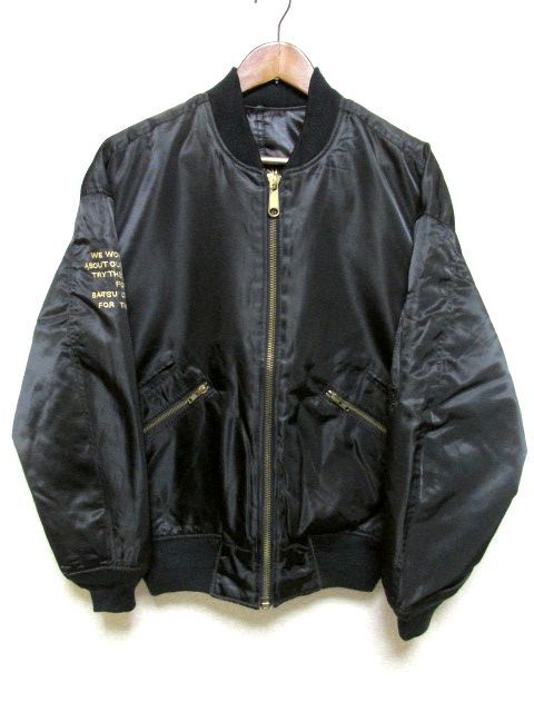 ★美品★90's MEN'S BATSU メンズバツ リバーシブル MA-1 フライトジャケット M★ブラック 黒 中綿 ボンバージャケット 90年代 DCブランド_画像1