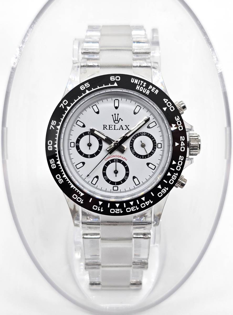 【1円UP】リラックス 王冠ロゴ D7 腕時計 クロノ 爆発的な人気のあるモデルの一つ御時計 白文字盤 所ジョージ_画像1