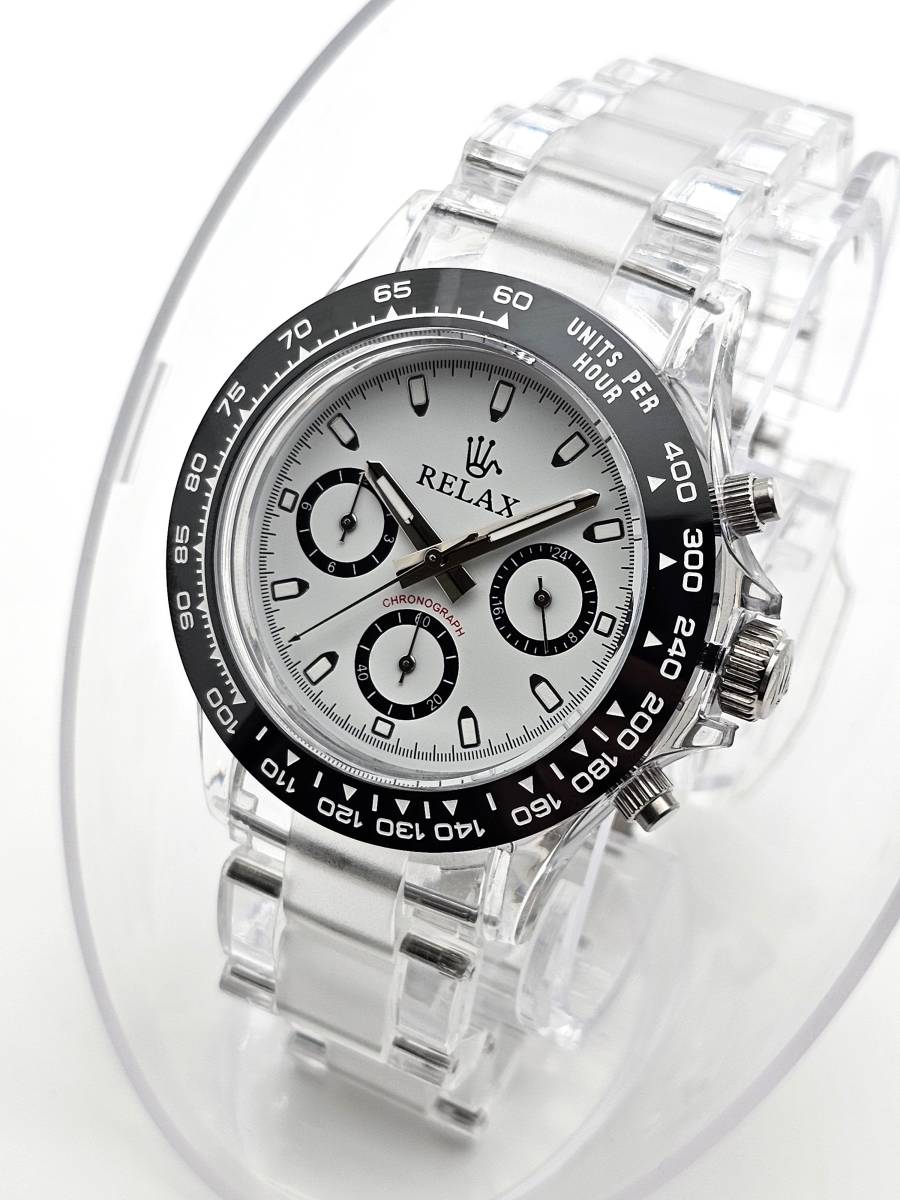 【1円UP】リラックス 王冠ロゴ D7 腕時計 クロノ 爆発的な人気のあるモデルの一つ御時計 白文字盤 所ジョージ_画像4