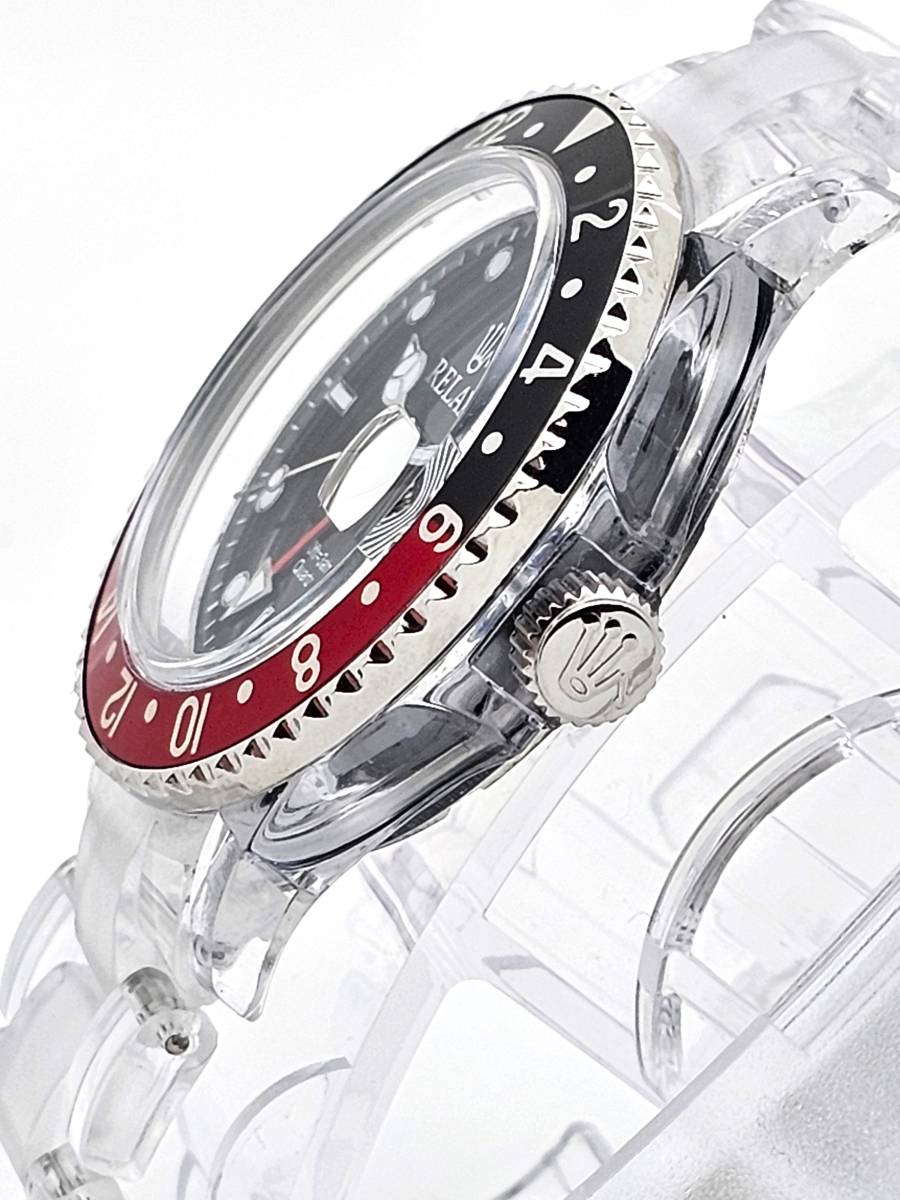 【1円UP】リラックス 王冠ロゴ 腕時計 GMT 黒/赤 24H回転ベゼル 世田谷ベース 所ジョージ 新品 GMT12_画像6