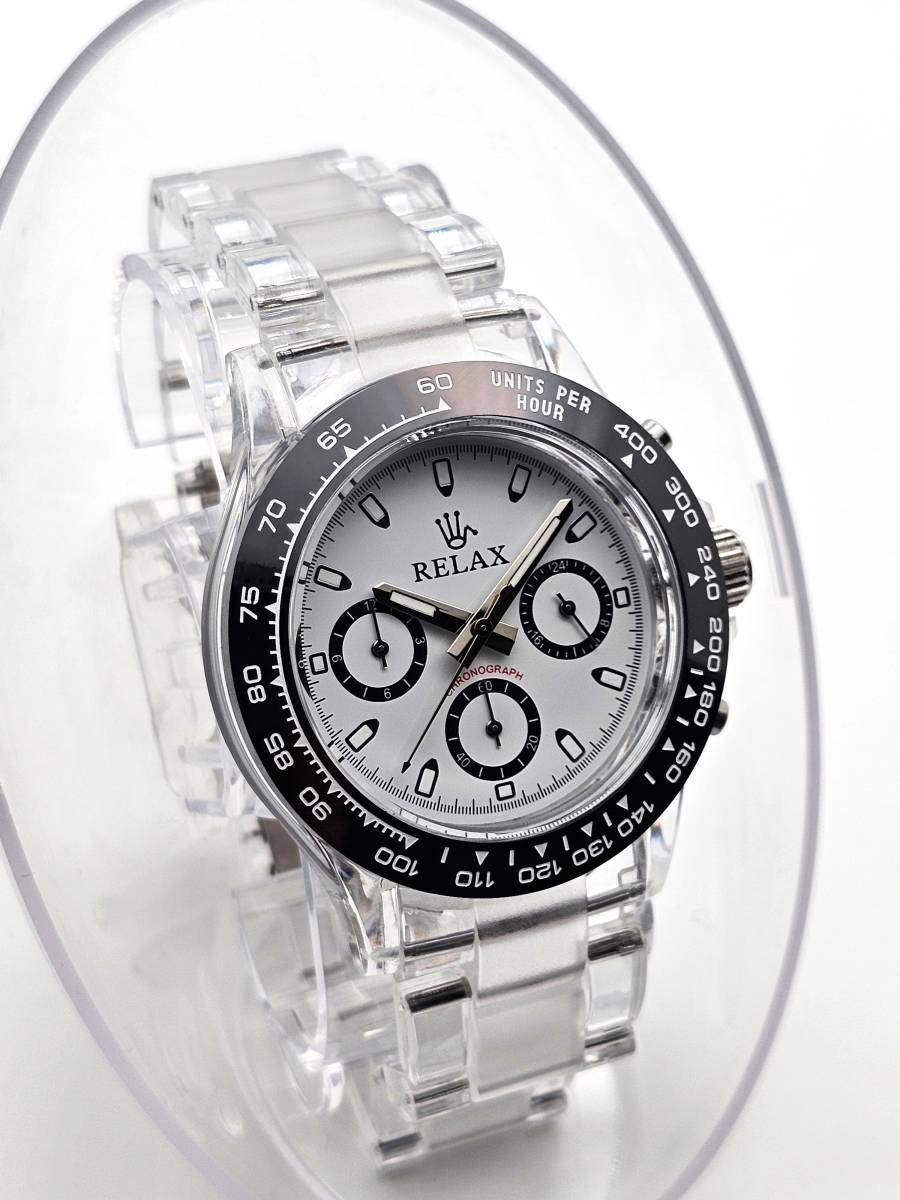 【1円UP】リラックス 王冠ロゴ D7 腕時計 クロノ 爆発的な人気のあるモデルの一つ御時計 白文字盤 所ジョージ_画像3