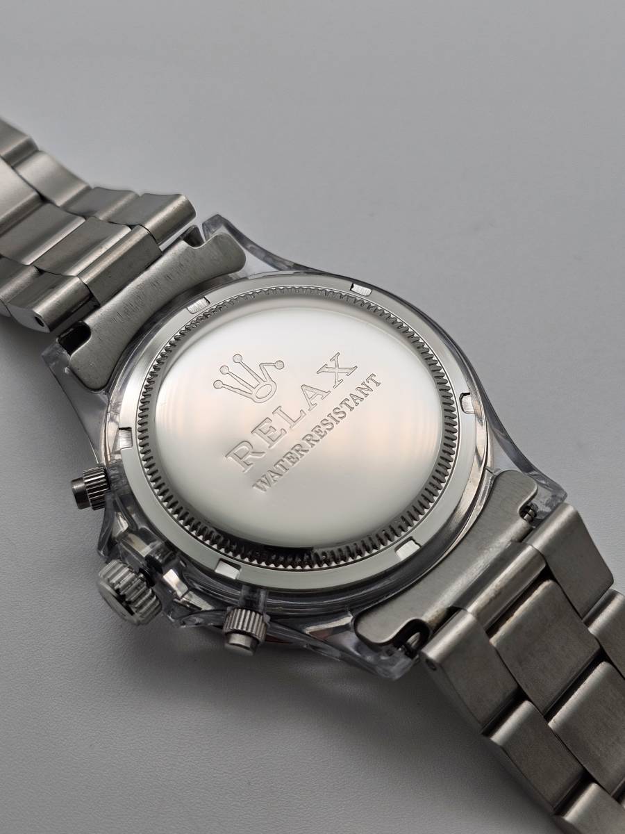 【本日特価】リラックス 王冠ロゴ D7-S カスタム腕時計 クロノ 爆発的な人気のあるモデルの一つ御時計 白文字盤 所ジョージ_画像6