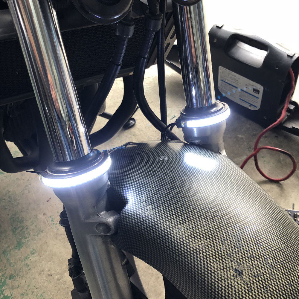 バイク フロントフォーク LED デイライトウインカー 簡単取り付け！2本セット_画像5