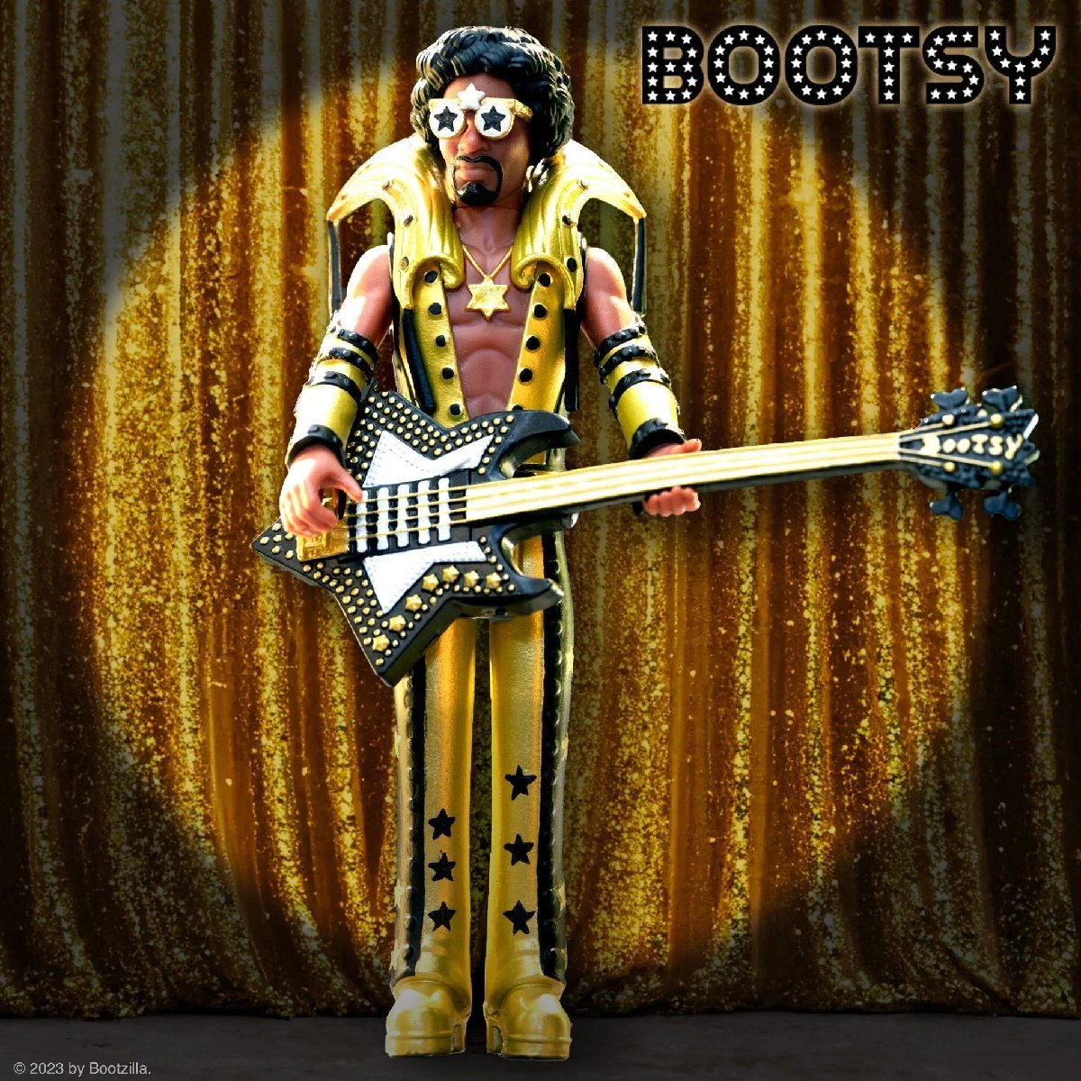 ★ブーツィー コリンズ Re Action フィギュア Bootsy Collins (Black And Gold) REACTION FIGURE Super7 正規品 TOY 人形_画像1