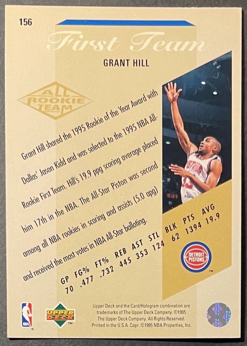 【 SP Gold Parallel 】Grant Hill 1995-96 Upper Deck #156 Electric Court Gold Parallel Rare NBA_画像2