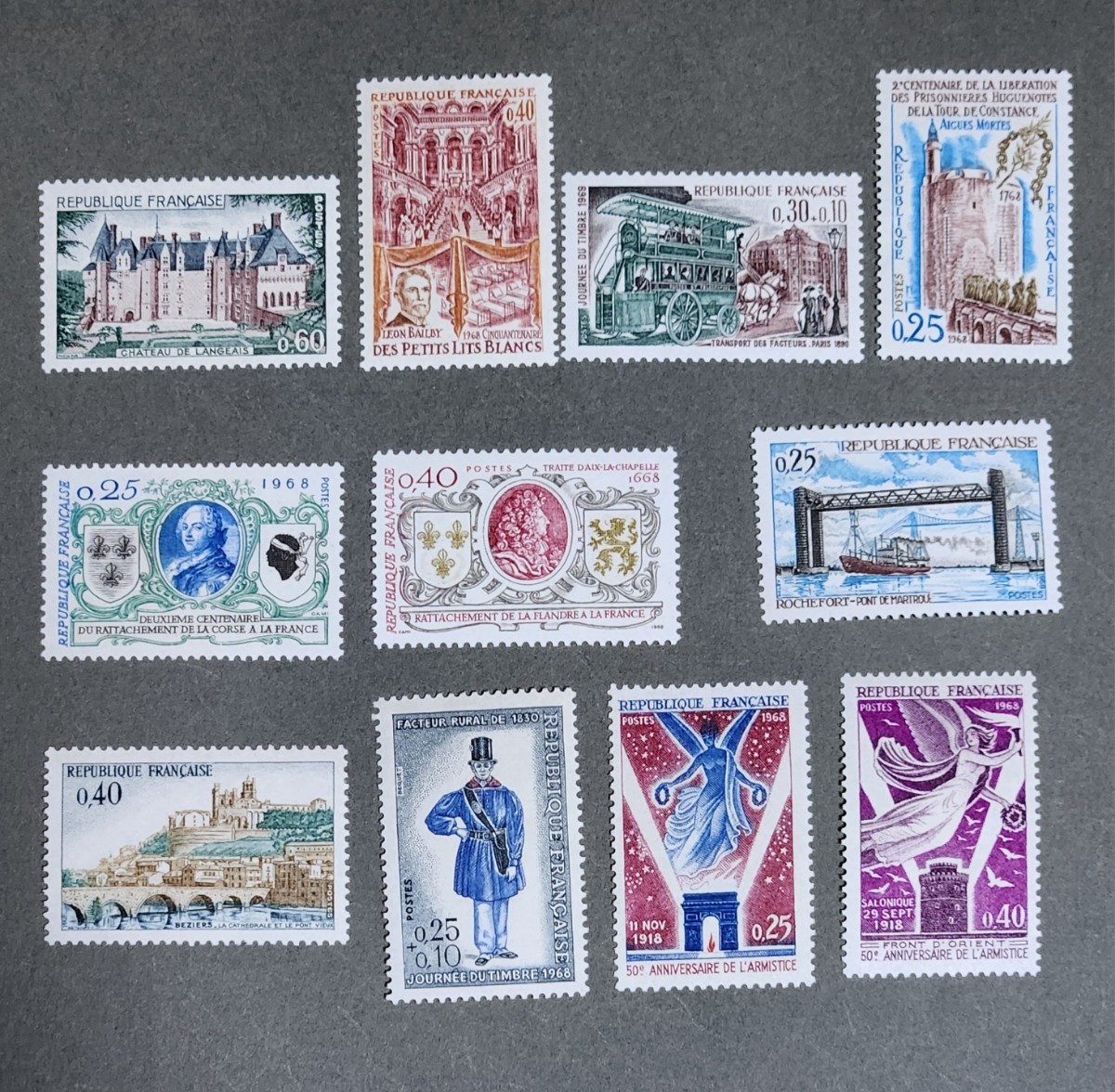 フランス 1968年 記念切手ロット 11種 NH_画像1