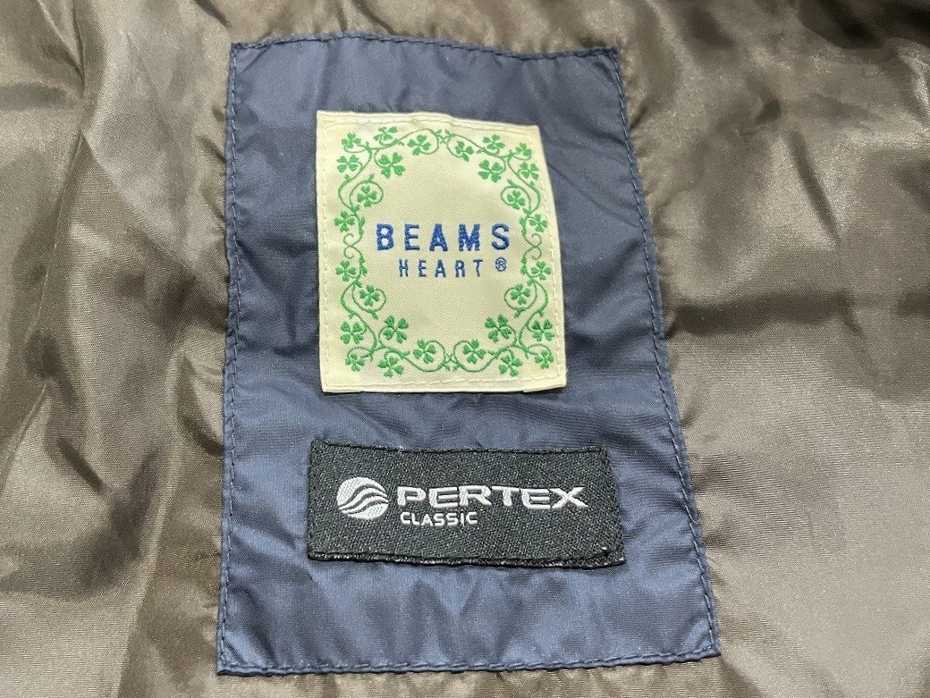 美品 BEAMS HEART ダウンコート PRETEX フリーサイズ ネイビー アウター ロング コート ビームスハート レディース 質セブン_画像5