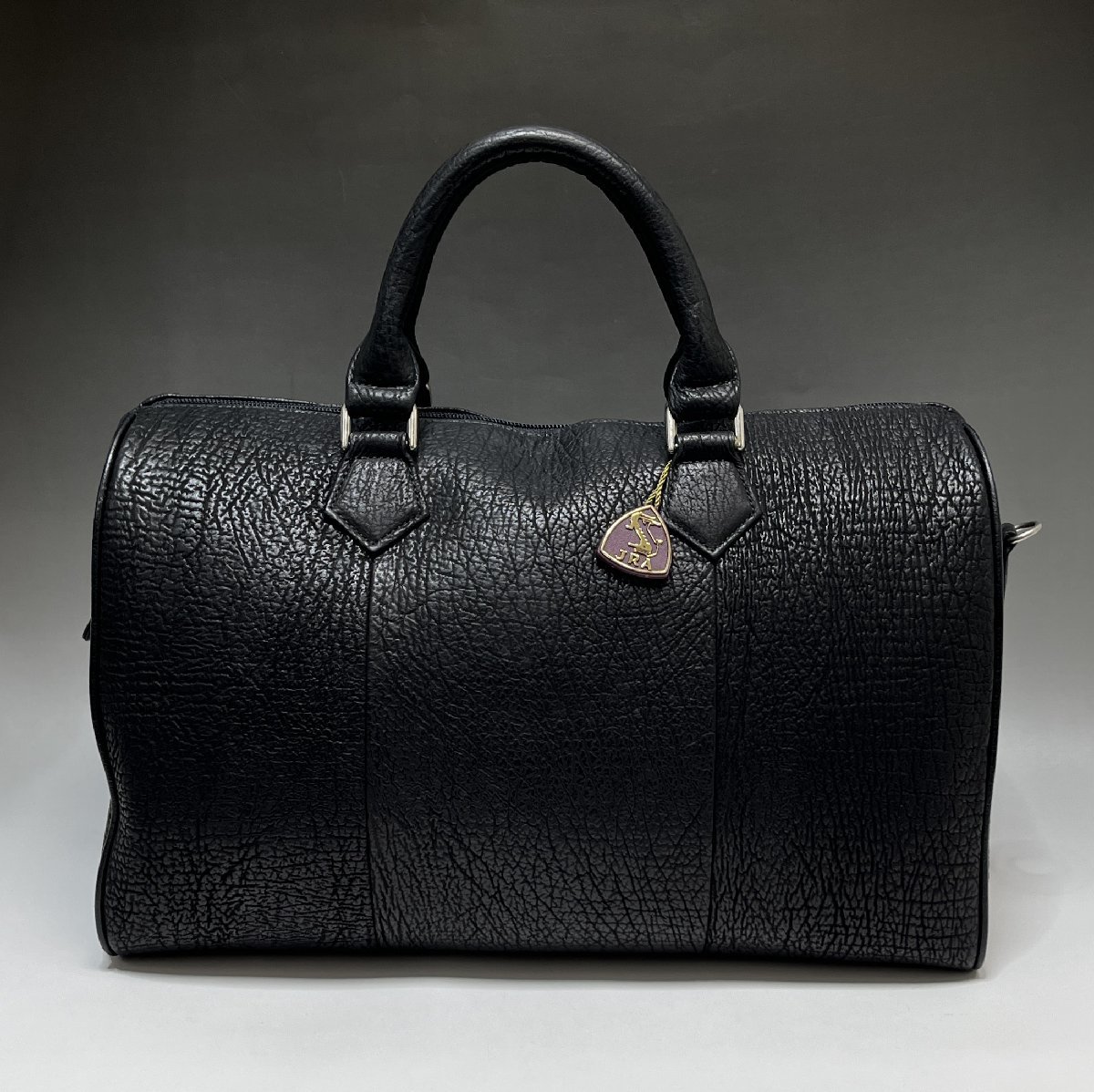  ultimate beautiful goods regular price 250,000 jpy JRA exotic leather original leather Elephant leather Boston bag black width 41cm men's handbag travel bag 