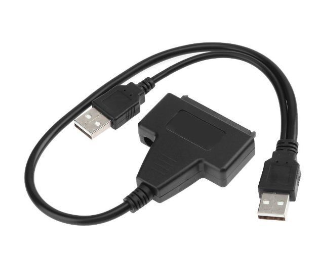 送料無料！　USB-SATA変換ケーブル　電力不足時の追加USB端子付き　USB 2.0-SATA 2.5インチ SSD / HDDに最適 　ラズパイでRAIDも可能！_画像1