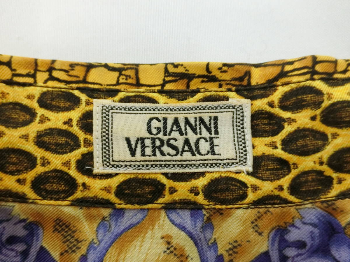 GIANNI VERSACE ジャンニベルサーチ 柄シャツ ヒョウ柄シャツ 長袖シャツ レトロ 派手 スカーフ Y-34_画像5