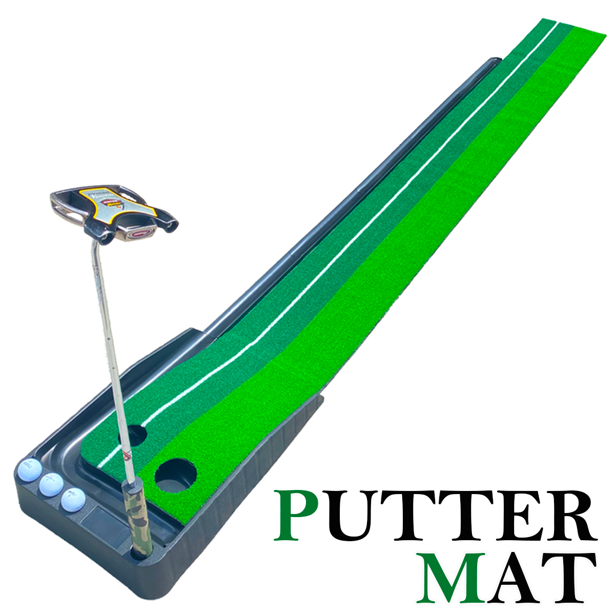 パターマット 3m パター練習器具 自動 返球機能付き アプローチ 室内 室外 練習 パッティング パター 練習用具 パター練習 ゴルフ 5の画像1