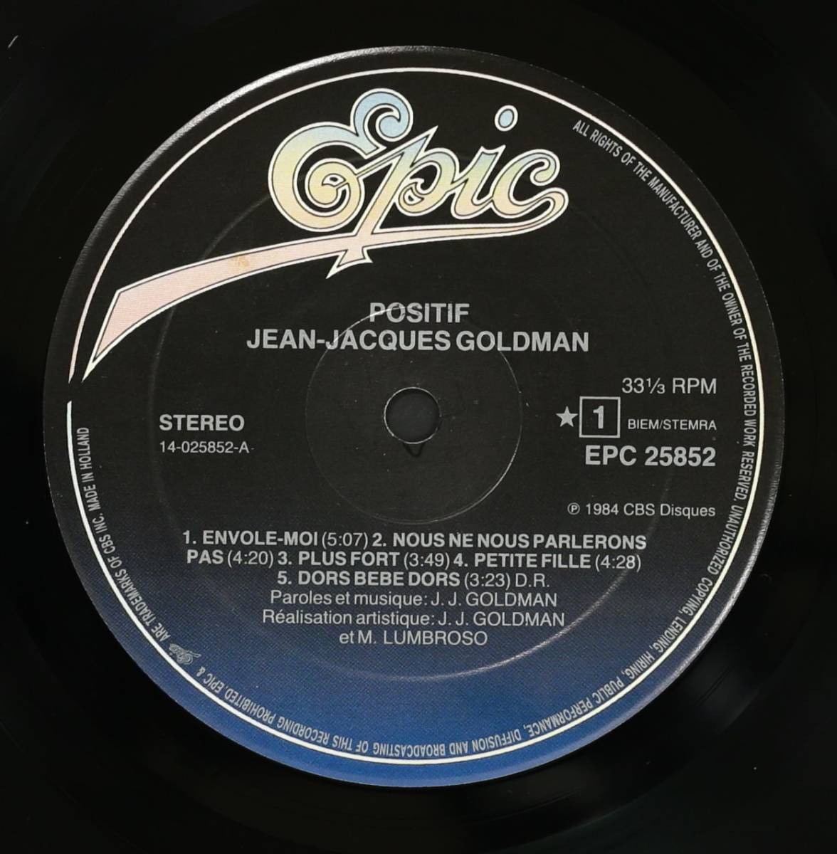 【仏盤LP】Jean-Jacques Goldman/Positif(並良品,1984,仏SSW,EX.TAI PHONG,メロハーAOR)_画像4