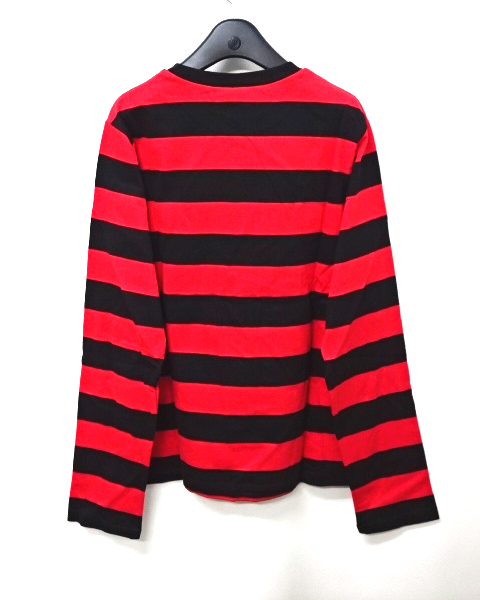 M 新品【NINE CLOUD Red/Black Border L/S Tee ナインクラウド ボーダーカットソー ボーダーロンTシャツ 赤黒ボーダー バンド ロック】_画像3