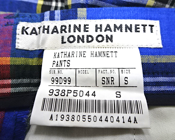 S[KATHARINE HAMNETT LONDON CHECK PANTS 99D99 SNR 938P5044 Katharine Hamnett проверка брюки низ LINENlinen лен ]