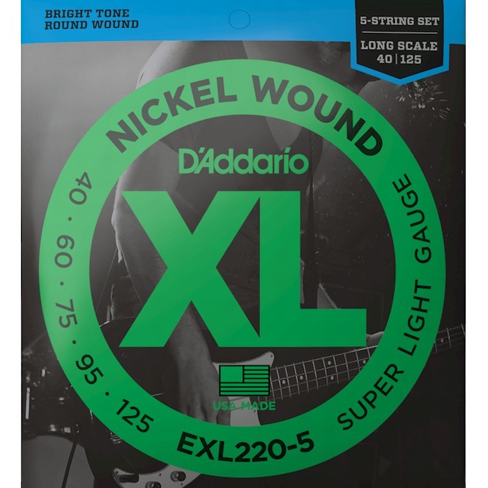 5弦用 D'Addario EXL220-5 Nickel Wound 040-125 Long Scale ダダリオ ベース弦_画像1