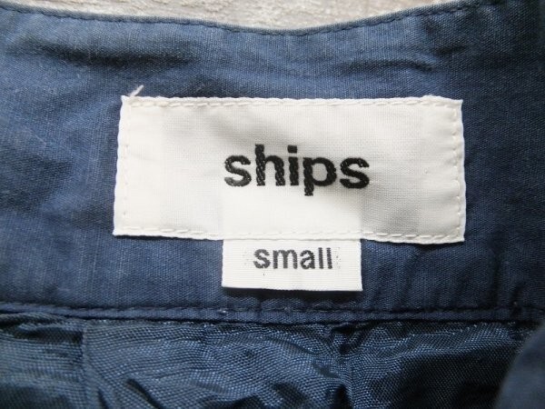 SHIPS シップス レディース 裏地付き 総柄 膝丈 スカート SMALL 紺白_画像2