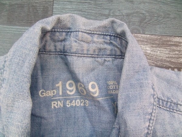 GAP ギャップ レディース ダンガリー 胸ポケット 長袖シャツ 小さいサイズ XXS 水色_画像2