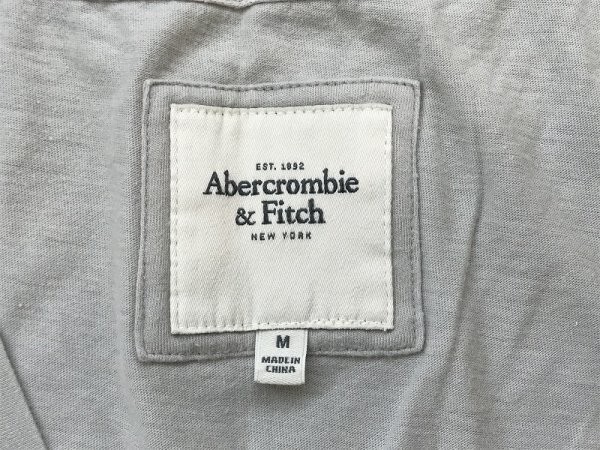 Abercrombie & Fitch アバクロ レディース 深Vネック ロゴプリント 半袖Tシャツ M グレー_画像2