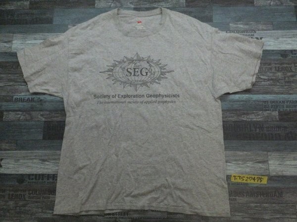 Hanes ヘインズ SEG 米国物理探査学会プリント 半袖Tシャツ 大きいサイズ XL 杢グレーの画像1