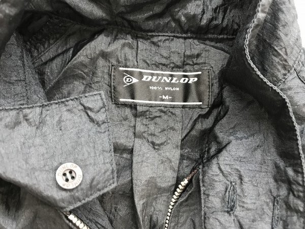 DUNLOP ダンロップ メンズ ロゴ刺繍 ナイロン ジップ シャカシャカ ジャケット M 黒_画像2