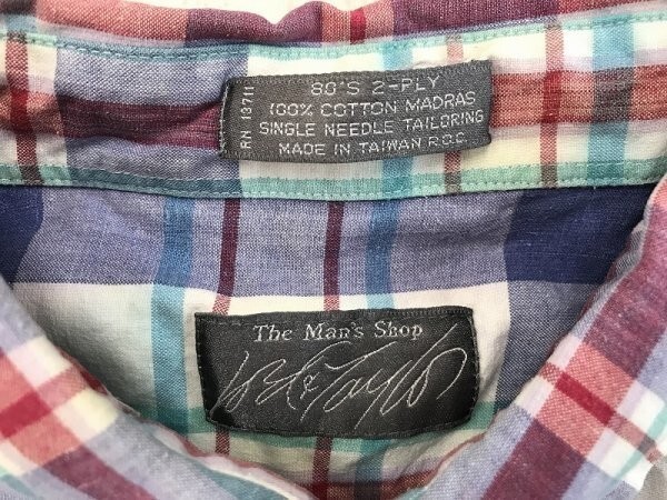 The Man's Shop メンズ チェック ボタンダウン コットン 半袖シャツ_画像2