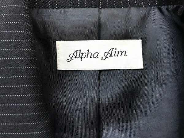 ALPHA AIM レディース 細ストライプ スカートスーツ上下セットアップ 9AR 黒白_画像2