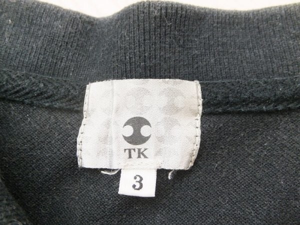 TK MIXPICE タケオキクチ メンズ エンブレム刺繍入り リブ切替え 半袖ポロシャツ 3 黒赤_画像2