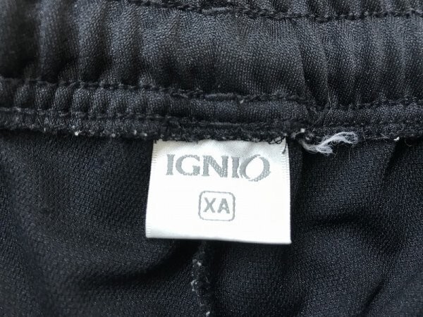 IGNIO イグニオ メンズ ロゴ刺繍 サイドライン ジャージハーフパンツ XA 黒白_画像2