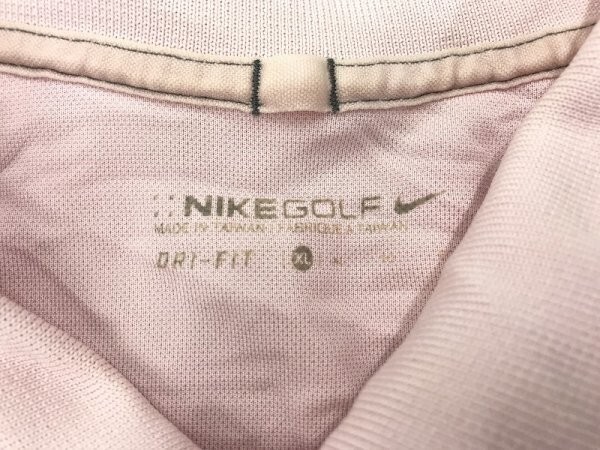 NIKE GOLF ナイキゴルフ メンズ ロゴ刺繍 ジャージ 半袖ポロシャツ 大きいサイズ XL ピンク_画像2