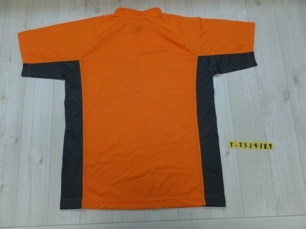 リポビタンD メンズ バイカラー ハーフジップ メッシュ 半袖Tシャツ オレンジグレー_画像3