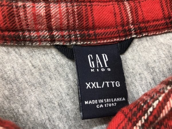 GAP KIDS ギャップ キッズ チェック リバーシブル ダブルポケット 長袖シャツ 大きいサイズ XXL 赤グレー_画像2