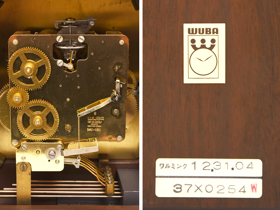 オランダ ワルミンク Warmiink (造) ウーバァ WUBA 西ドイツ製 ゼンマイ式 置時計 高:34cm 重:3㎏ 鍵巻式 時計 インテリア　z6535t_画像7