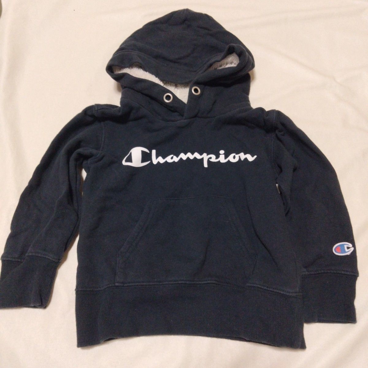 Champion パーカー 100 スウェットパーカー 黒 ブラック ロゴプリント