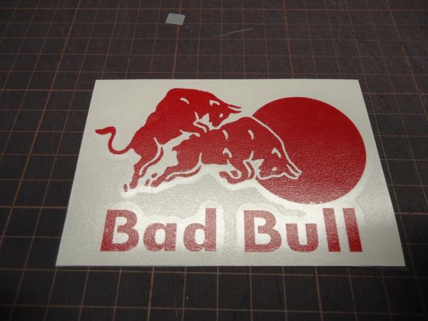 CS-0003 Bad Bull Red Bul? パロディ ステッカー 給油口の画像1