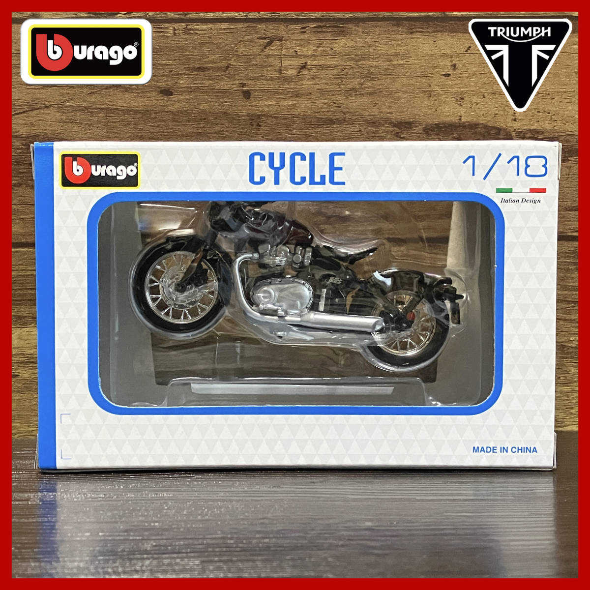 【新品未使用】Bburago ブラーゴ 1:18『TRIUMPH トライアンフ Bonneville ボンネビル ボバー』ダイキャスト ミニカー／バイク オートバイの画像8