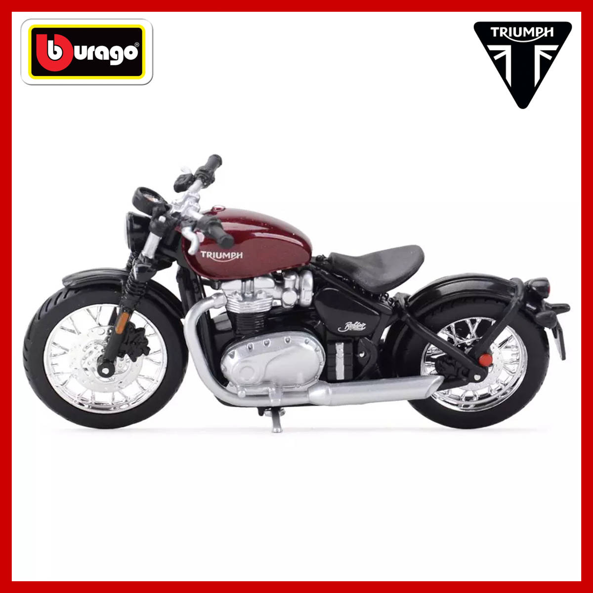 【新品未使用】Bburago ブラーゴ 1:18『TRIUMPH トライアンフ Bonneville ボンネビル ボバー』ダイキャスト ミニカー／バイク オートバイの画像5