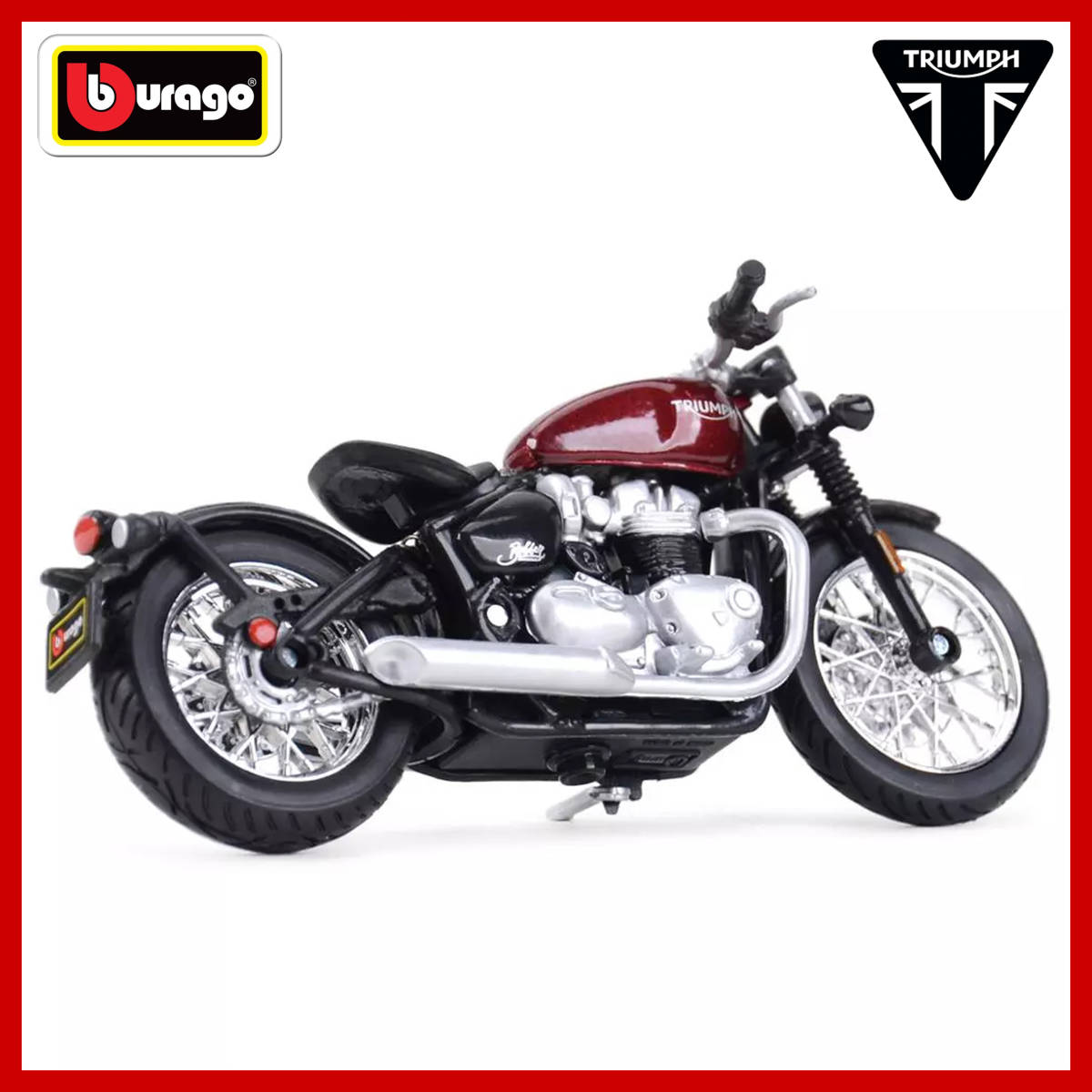 【新品未使用】Bburago ブラーゴ 1:18『TRIUMPH トライアンフ Bonneville ボンネビル ボバー』ダイキャスト ミニカー／バイク オートバイの画像6