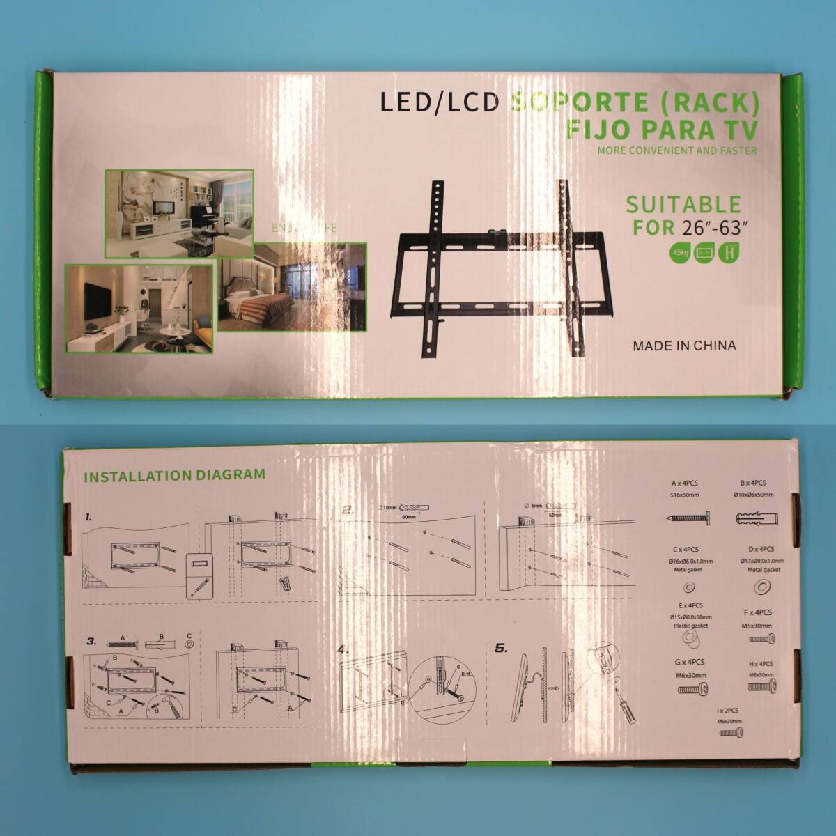 テレビ壁掛け金具 26-63型 角度調整式 LED LCD液晶テレビモニター対応 薄型 耐荷重45kg VESA規格 CE規格品 ウォールマウント式U ナット付_画像10