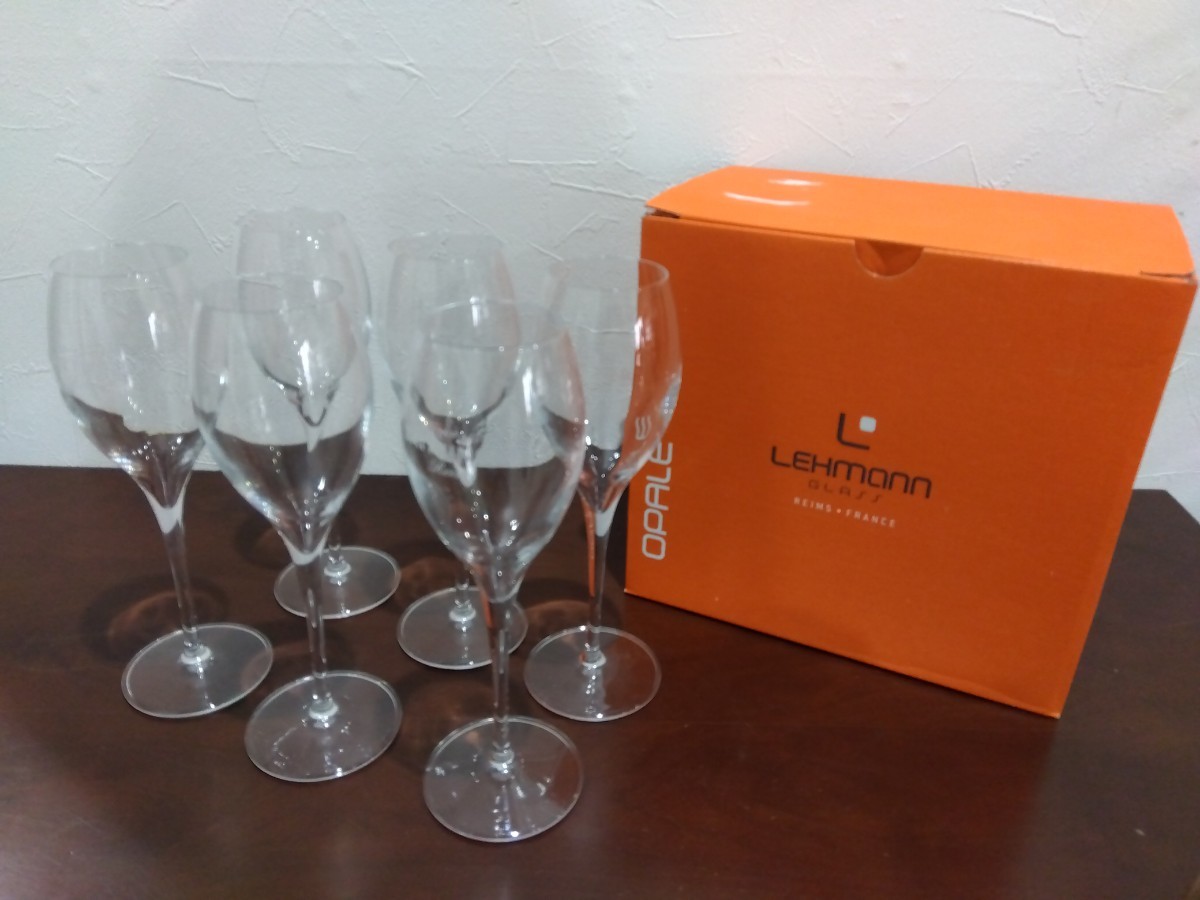 ①シャンパングラス 6点おまとめ LEHMann GLASS TAITTINGER テタンジェ グラス 口径4.8cm 最大寸法6.5cm 高さ19.5cmの画像1