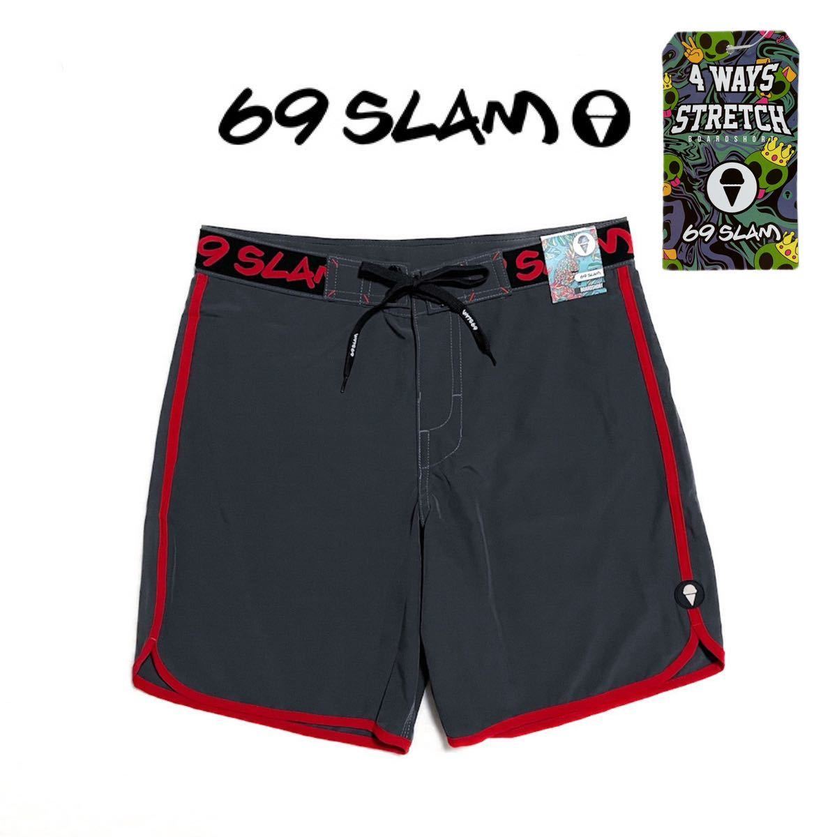 新品 69SLAM ロックスラム 4WAY ストレッチ サーフパンツ W34 海パン ショートパンツ 水陸両用 アウトドア サーフィン