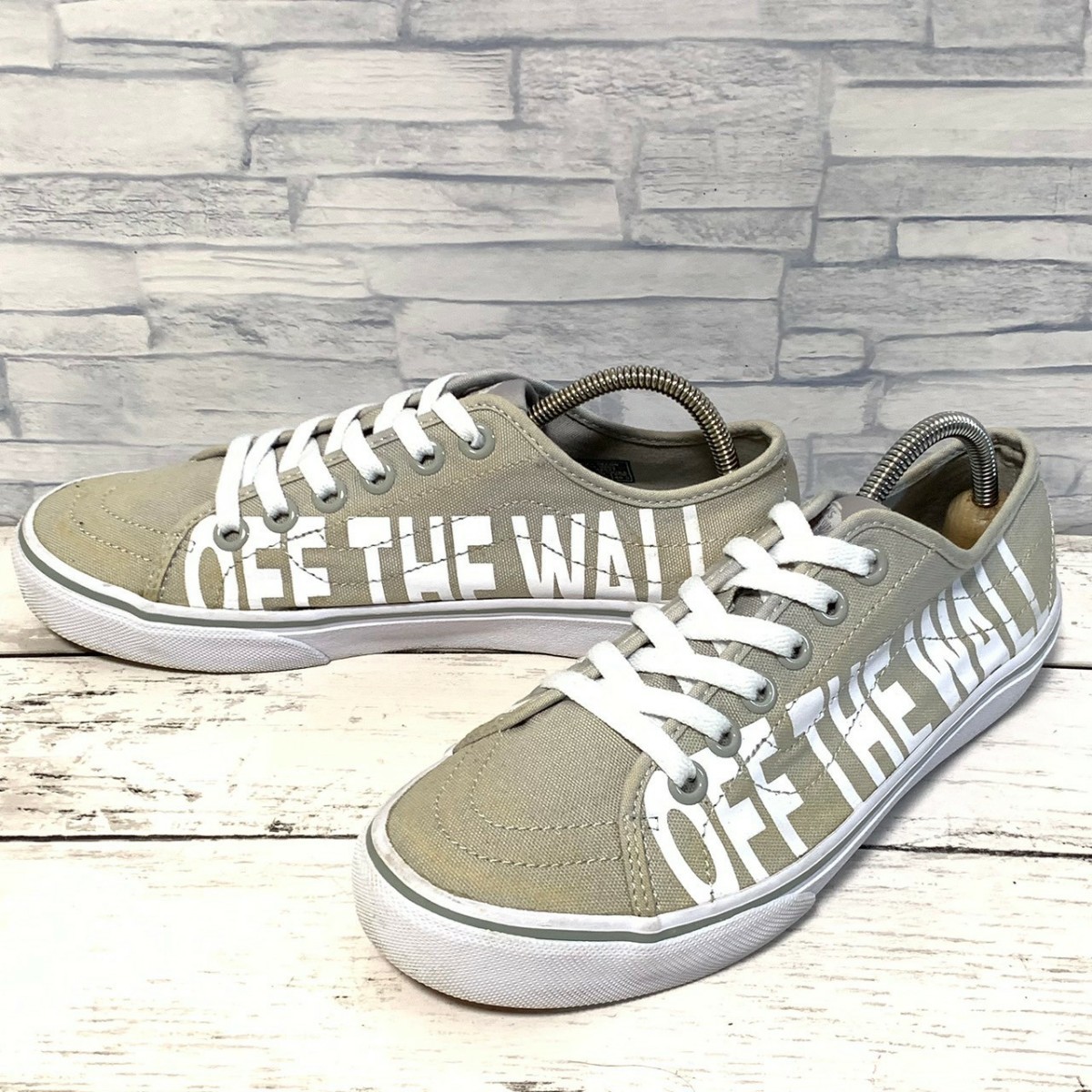 R5464bE VANS バンズ スニーカー ベージュ×ホワイト レディース 25.5cm キャンバス V40CL+ DECON ヴァンズ ローカット スケボー_画像1