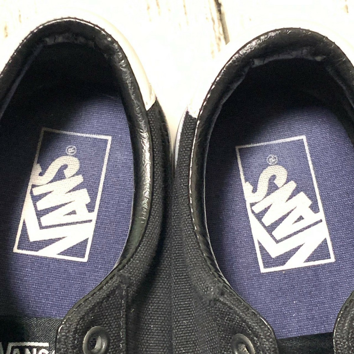 R5488bE VANS バンズ スニーカー ブラック×ホワイト レディース 24.5cm COURT ICON コートアイコン ヴァンズ スケートデッキロゴ 刺繍_画像5