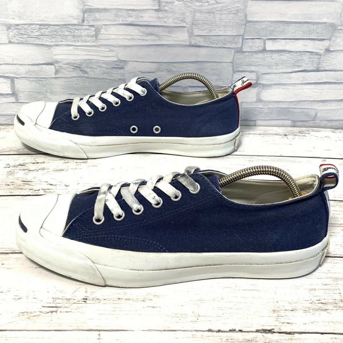 R5535bE CONVERSE コンバース スニーカー ネイビー メンズ 25cm ロゴテープ JACK PURCELL ジャックパーセル ローカット シューズ 靴_画像2