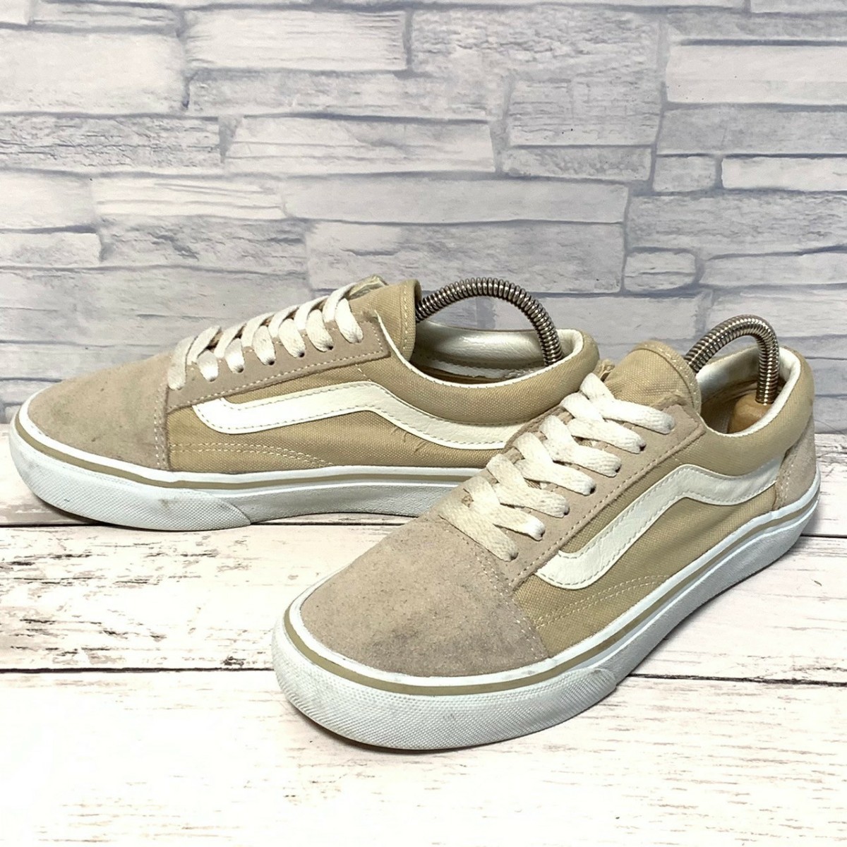 R5598bE VANS バンズ スニーカー ベージュ レディース 22.5cm OLD SKOOL オールドスクール スケボー スケーター シューズ ヴァンズ 靴_画像1