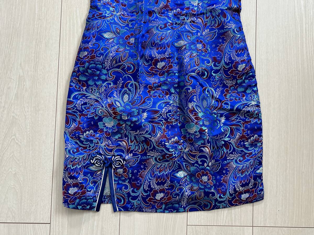 * China dress LAOGUDAI blue series L size satin cloth sleeveless *