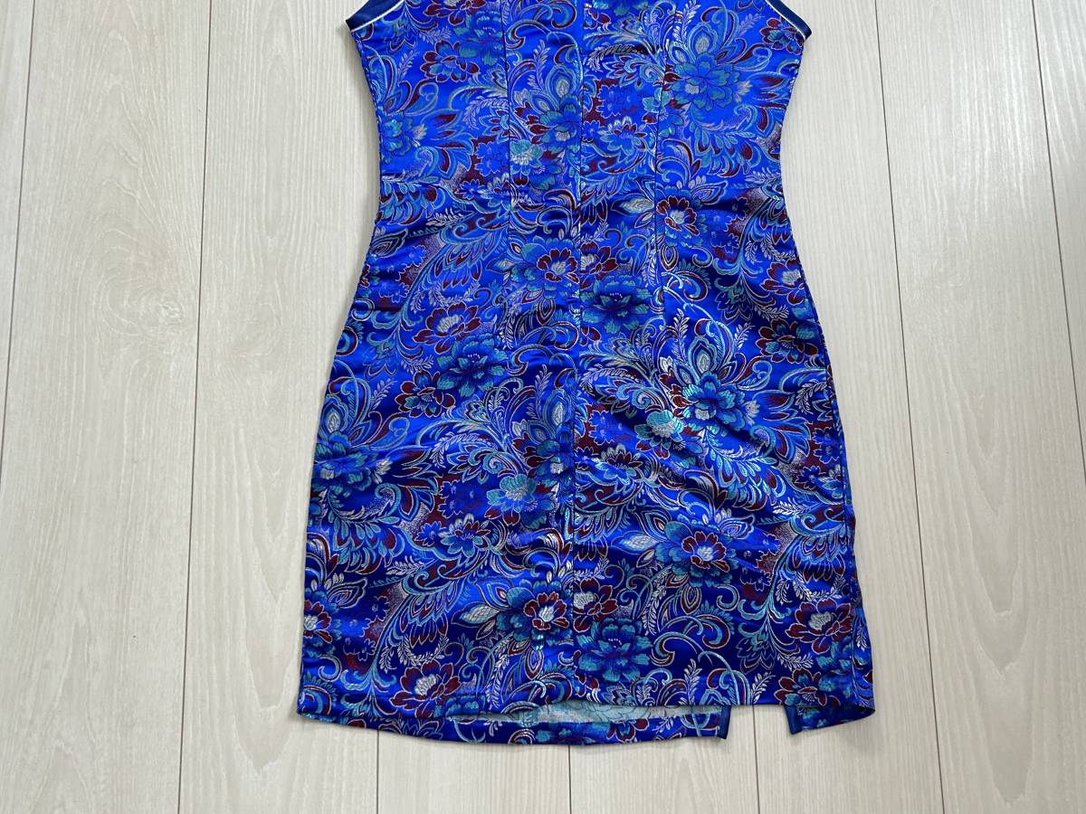 * China dress LAOGUDAI blue series L size satin cloth sleeveless *