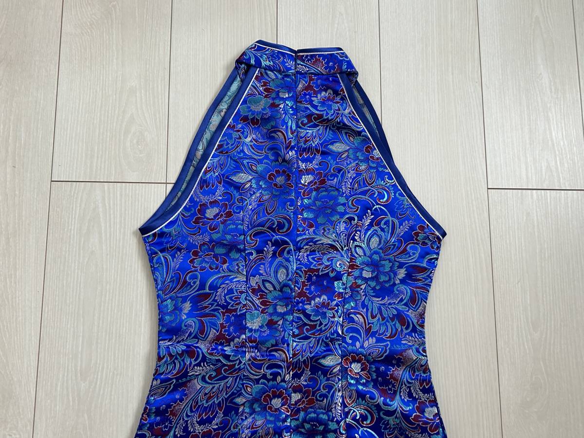 * China dress LAOGUDAI blue series L size satin cloth sleeveless *